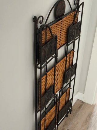 ESTANTERÍA FORJA  Y MIMBRE CON 3 ALTURAS PLEGABLE.