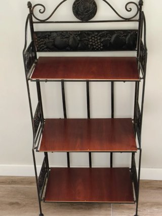 ESTANTERÍA FORJA  Y MIMBRE CON 3 ALTURAS PLEGABLE.