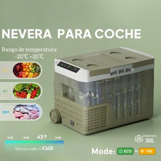 Nevera Portátil Eléctrica 30L LED 12V/24V Verde