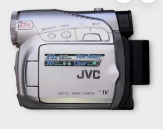 Cámara de video digital JVC plateada y negra