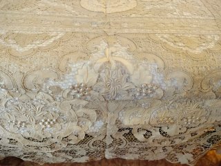 Copriletto matrimoniale Burano pizzo e lino