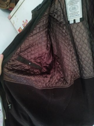 Chaqueta de cuero marrón/verde