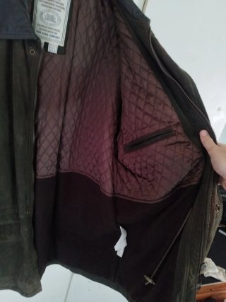 Chaqueta de cuero marrón/verde