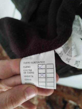 Chaqueta de cuero marrón/verde