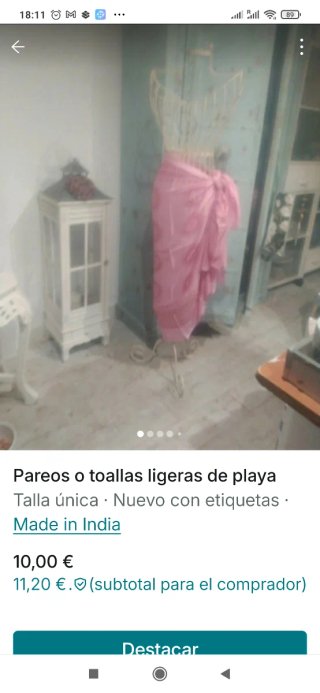 Pareo Indio Rosa y Blanco