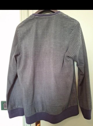Maglietta pile righe blu/grigie