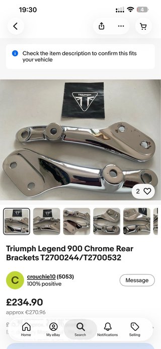 Soporte trasero cromado Triumph Legend Thunderbird