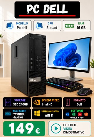 PC Dell i5 Quad Core 16GB RAM SSD WIN11