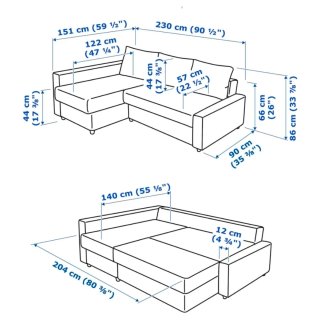 Sofá Cama IKEA FRIHETEN Gris con Chaiselongue