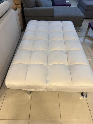 Sofá Cama Gris/Beige Patas Cromadas