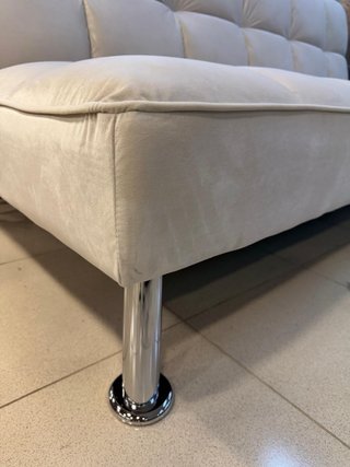 Sofá Cama Gris/Beige Patas Cromadas