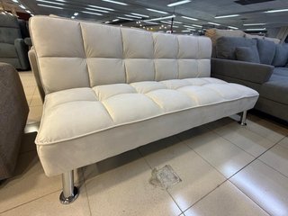 Sofá Cama Gris/Beige Patas Cromadas