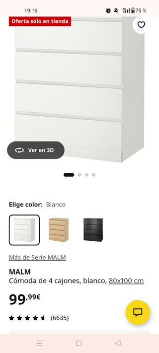 Cómoda MALM 4 cajones blanca