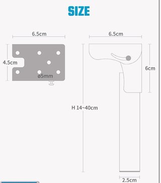 Gambe per tavolo pieghevoli in ferro 25,5 cm - Set 2 pz