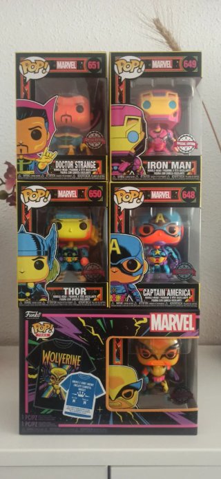 Lote Funko Pop Marvel Edición Black Light