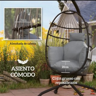 Silla Colgante con Soporte y Cojines