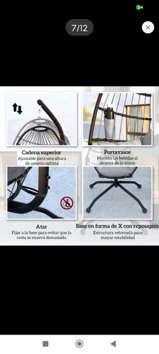 Silla Colgante con Soporte y Cojines