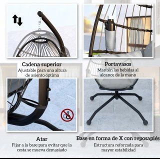 Silla Colgante con Soporte y Cojines