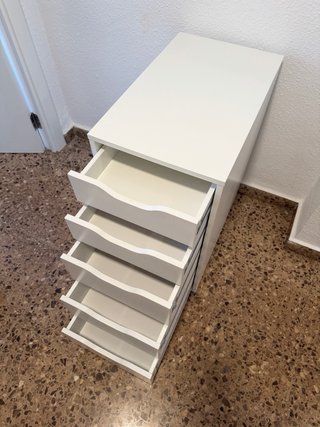 Mesita de Noche y Cajonera Blanca