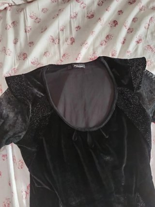 Vestido Terciopelo Negro Encaje