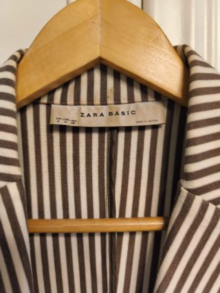 Chaqueta Zara Basic Talla M Rayas Marrón/Blanco