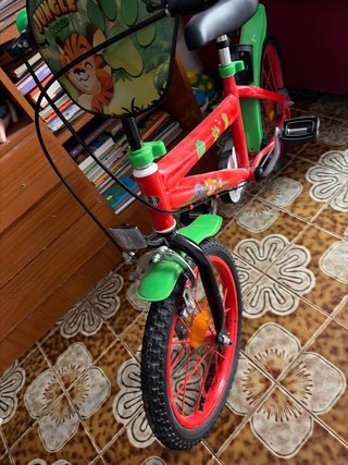 Bicicleta infantil roja y verde