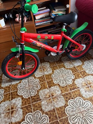 Bicicleta infantil roja y verde