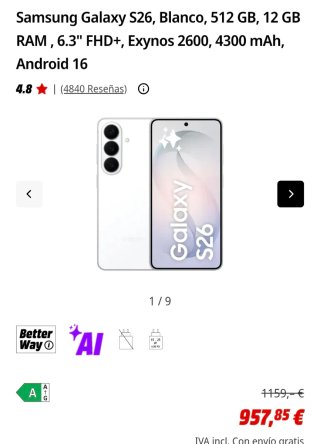 Samsung S26 Blanco 512 Nuevo,su cargador y factura