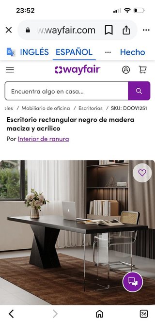 Mesa comedor diseño madera maciza y cristal ahumad