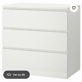 Cómoda Malm blanca de 3 cajones.