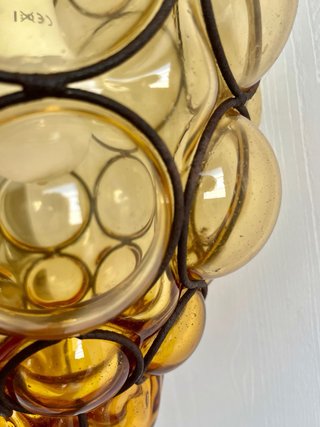 Lampadario Murano Vetro Soffiato Giallo