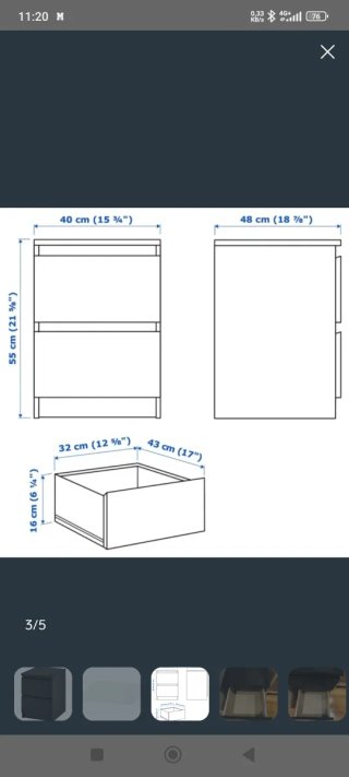 2 Mesitas de noche Ikea negra/wengue