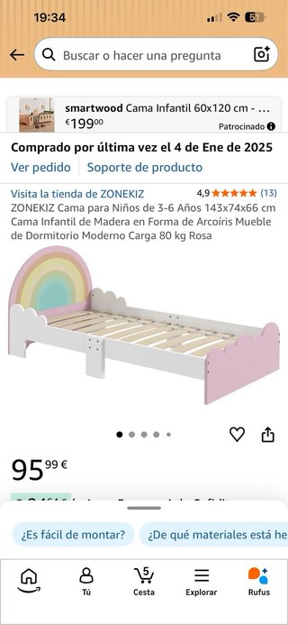 Cama Infantil Arcoíris ZONEKIZ + Colchón