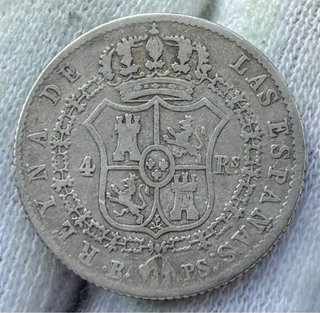 Moneda PLATA 4 Reales 1844 Barcelona ISABEL II