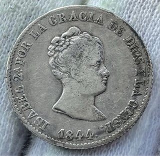Moneda PLATA 4 Reales 1844 Barcelona ISABEL II
