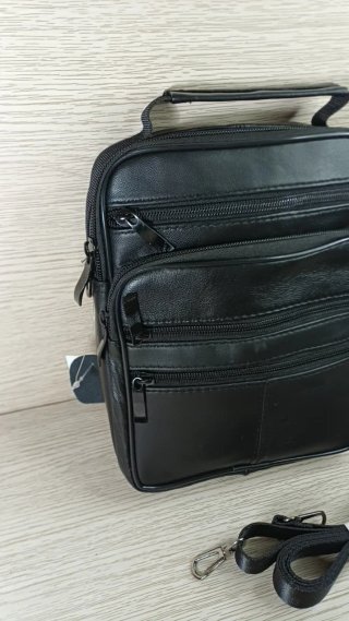 Bolso bandolera piel hombre negro