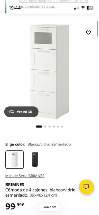 Cómoda BRIMNES 4 cajones blanco/vidrio