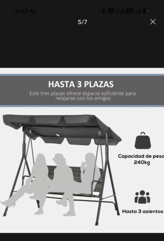 Balancín de jardín gris y negro En su caja