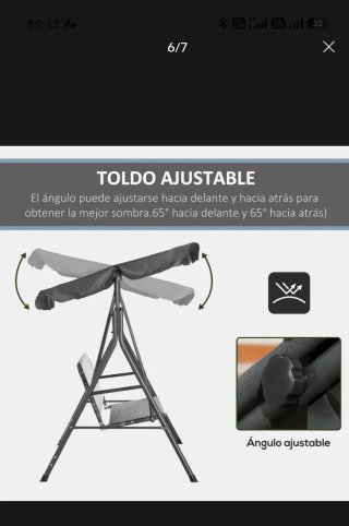 Balancín de jardín gris y negro En su caja