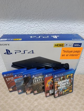 PS4 Slim Nera + 6 Giochi + Controller + Scatola