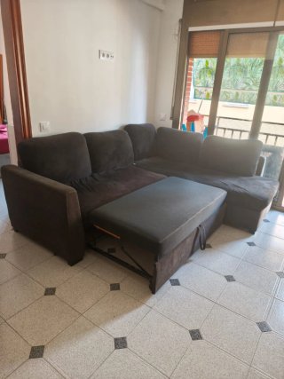 Sofá Cama Gris Grande en L