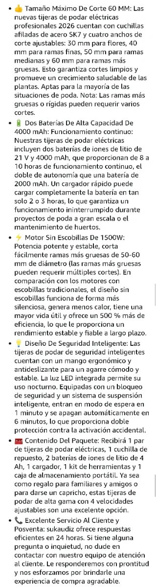 Tijeras Podar Eléctricas 60mm