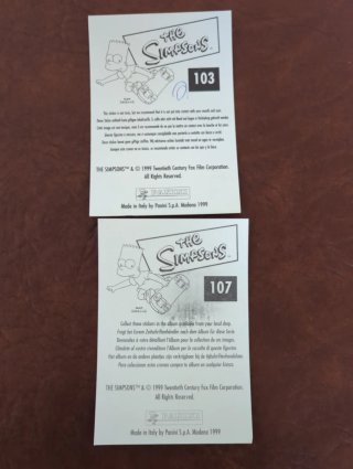 Colección Cromos The Simpsons Panini 1999