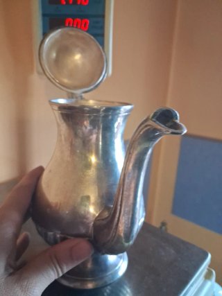 Tetera baño de plata antigua