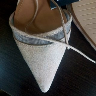 Sandalias Zara Mujer Planas Beige/Gris