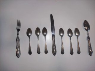 Set cutlery vintage in 80% alloy silver 20% coppe