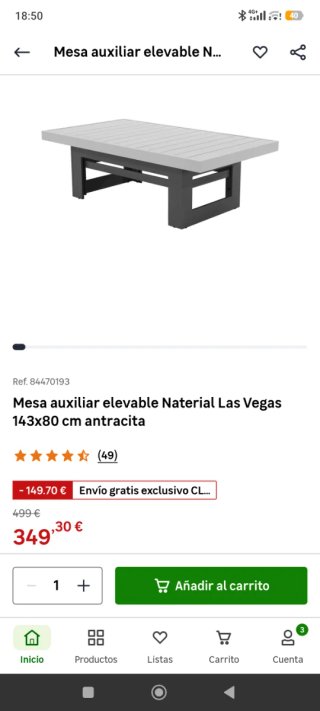 Mesa de exterior aluminio gris