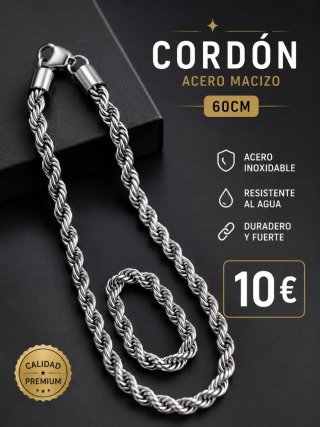 Cordón acero plateado