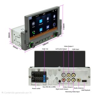 Radio Coche Pantalla Táctil 1 Din CarPlay Android