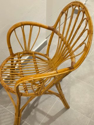 SILLA DE MIMBRE Y BAMBÚ JARDÍN TERRAZA CASA PUEBLO